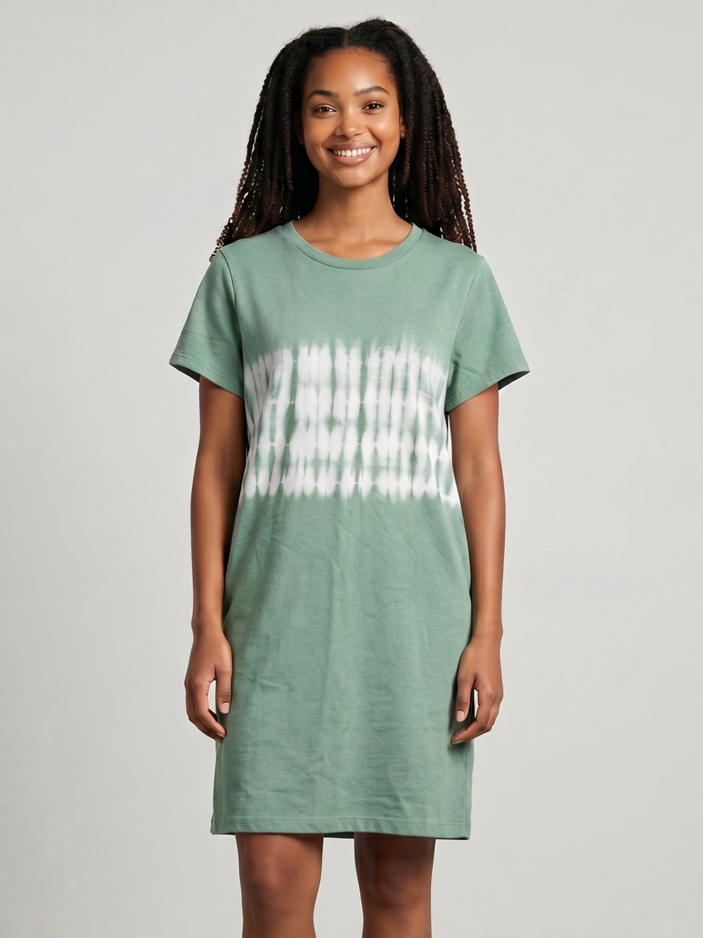 Vince Camuto Tie Dye French Terry Sweatshirt Top Sage Green Short Sleeve